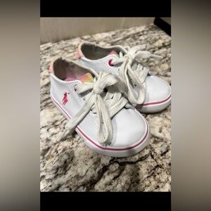 Polo by Ralph Lauren Toddler Sneakers in White and Pink Sz 5